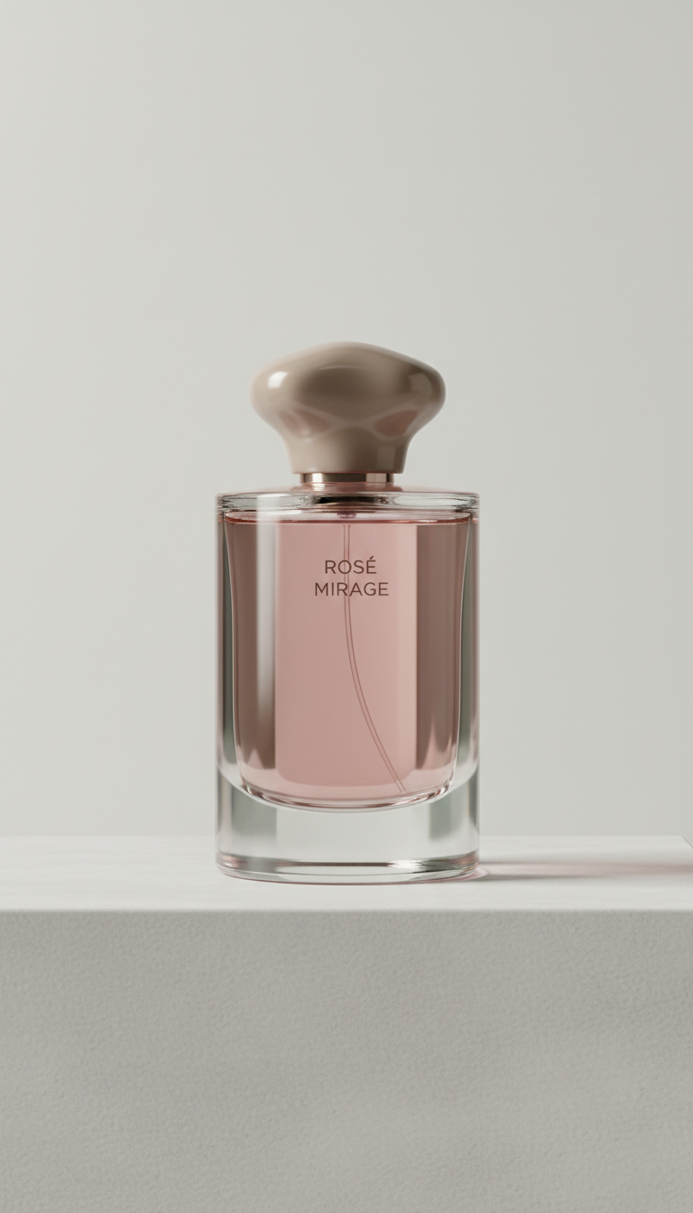 Rose Mirage frosted glass bottle
